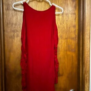Michelle Rouched Sleeve Red Tunic